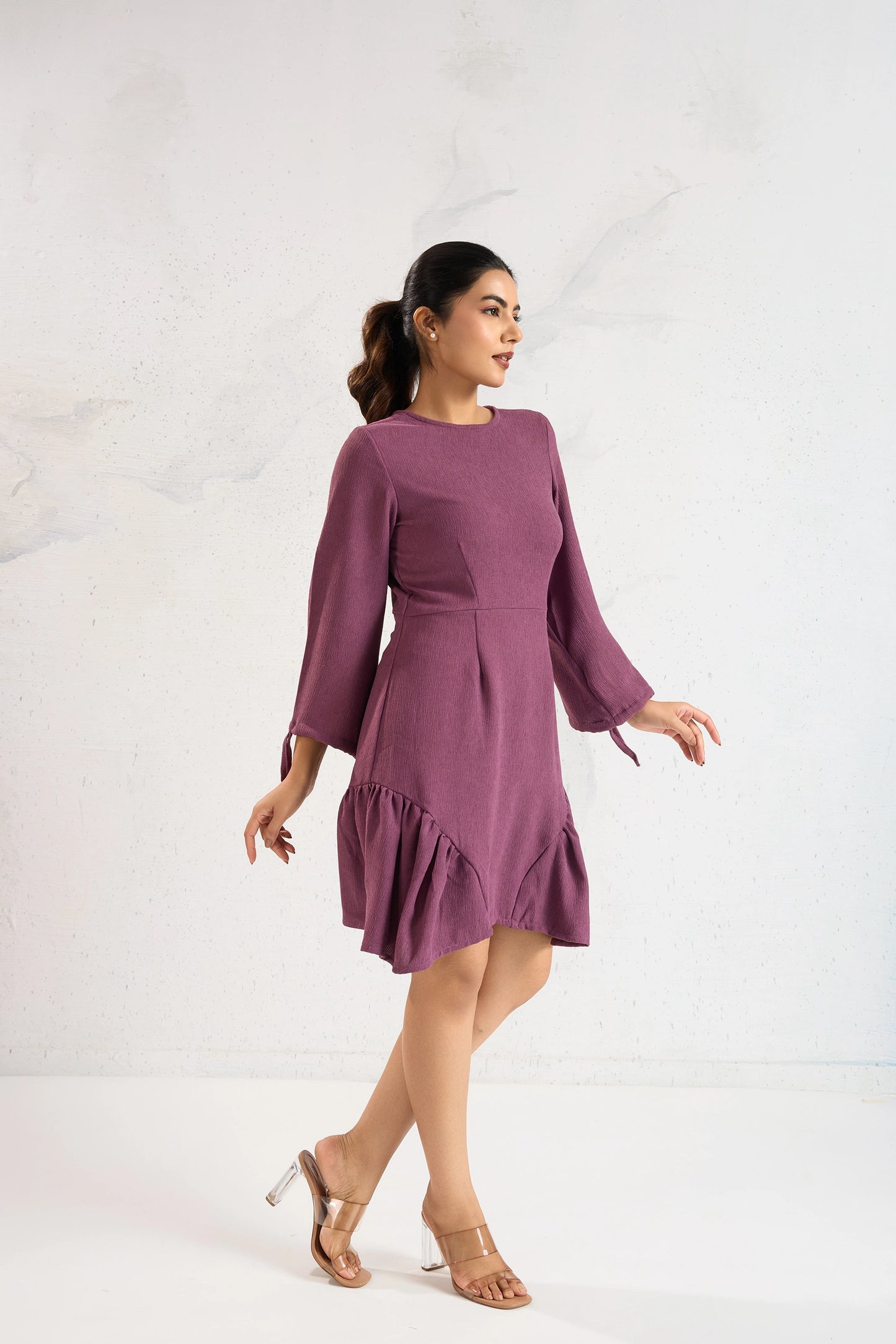 Berry Bloom Ruffle Hem Dress
