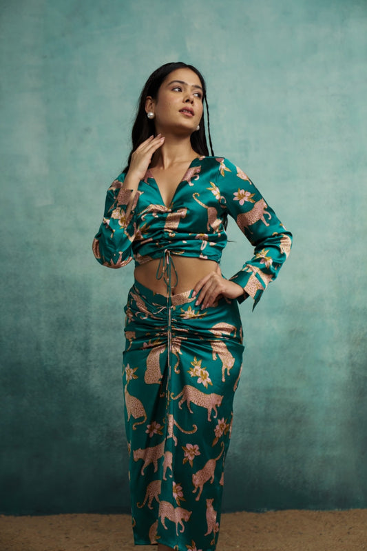 Leopard Satin Asian Co-ord