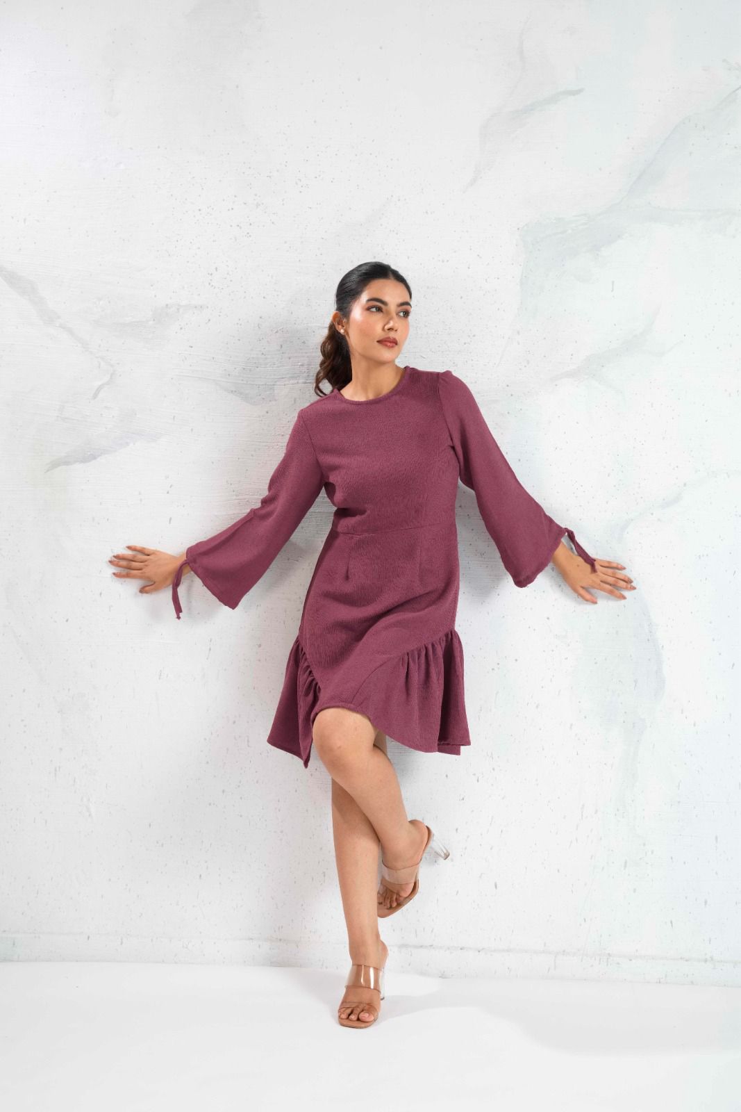 Berry Bloom Ruffle Hem Dress