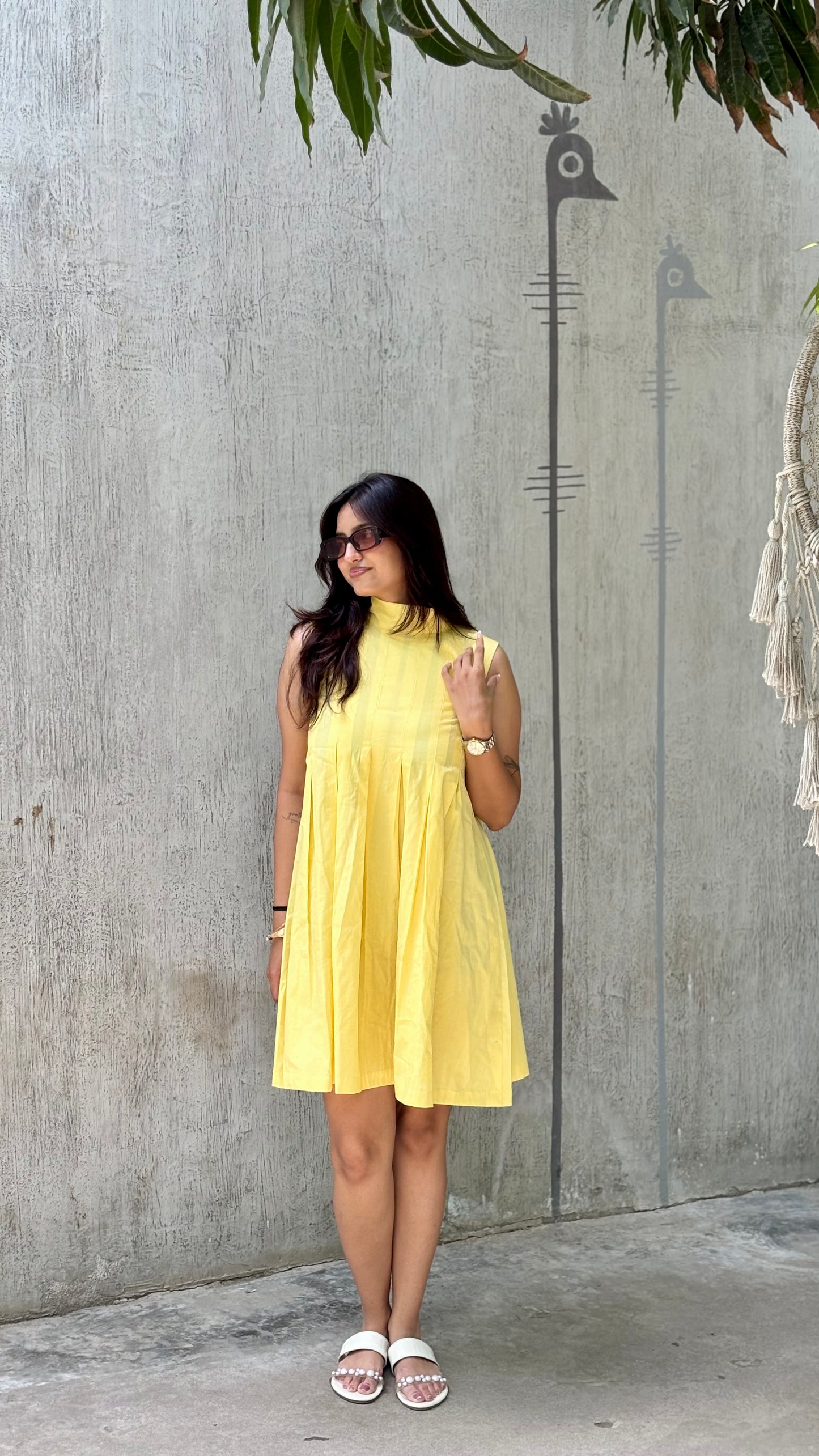 Buttercup Pleated Cotton Dress