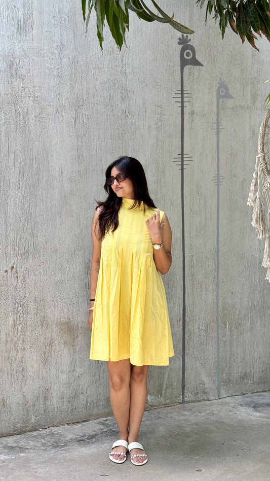 Buttercup Pleated Cotton Dress