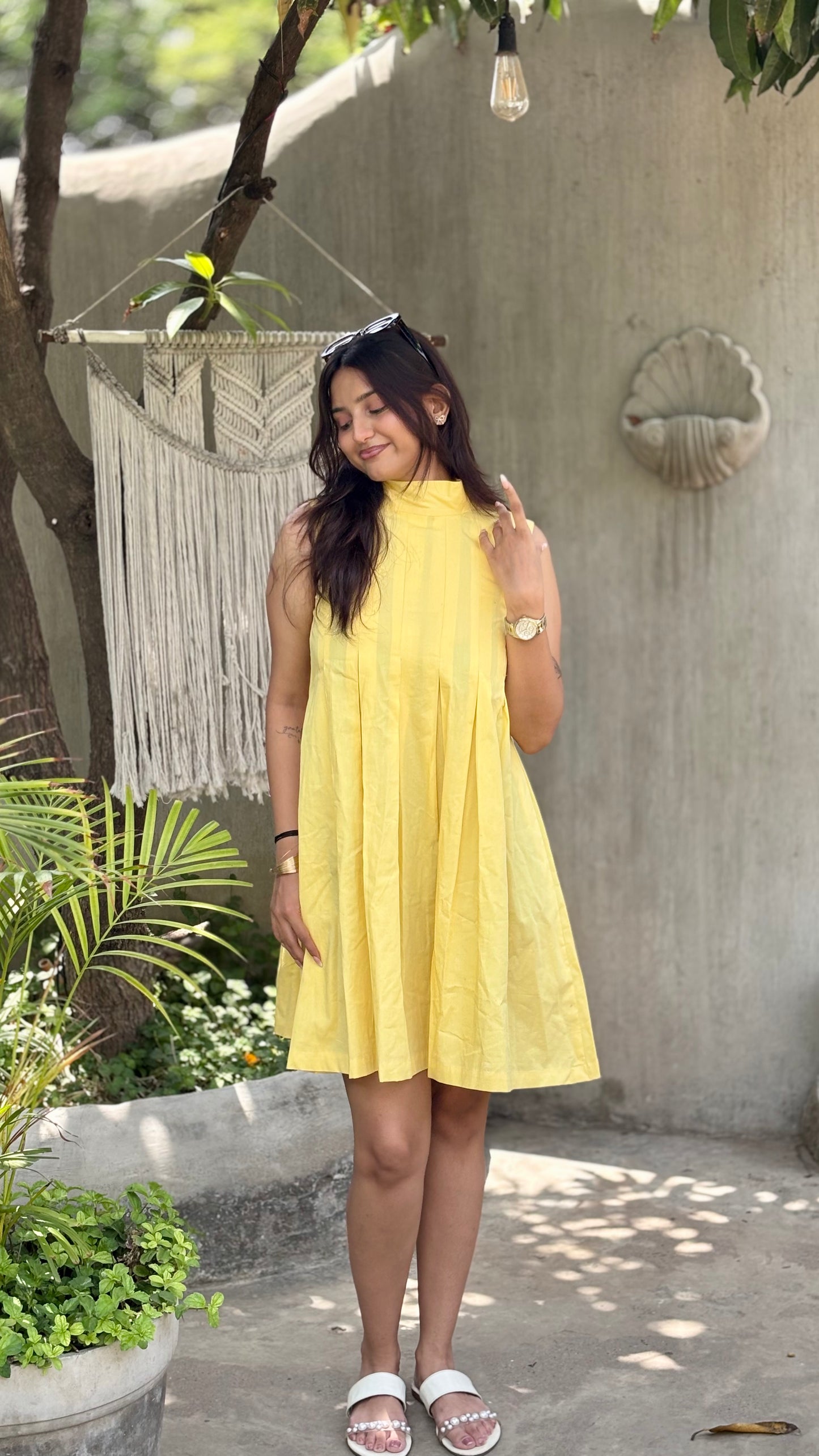 Buttercup Pleated Cotton Dress