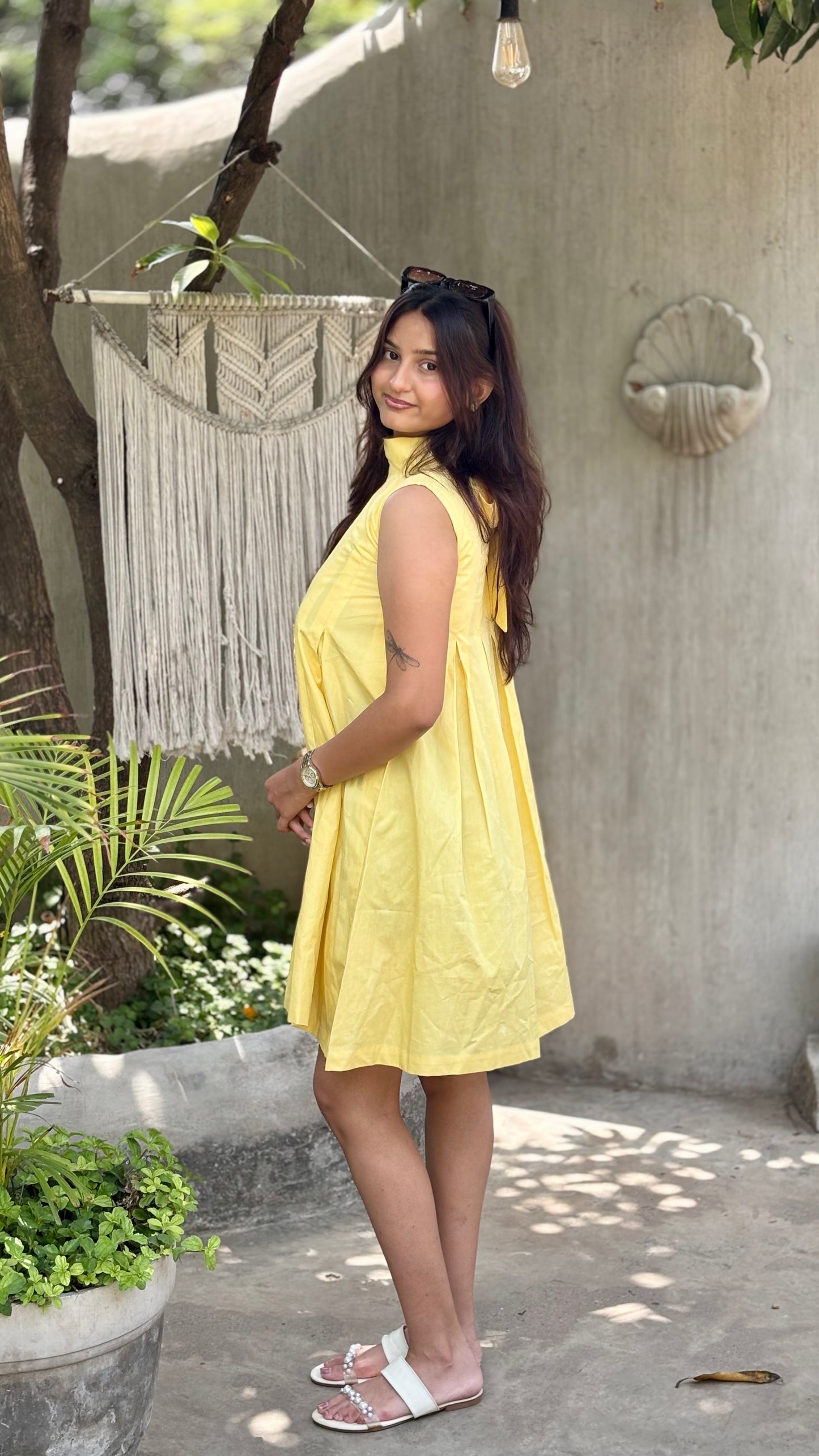 Buttercup Pleated Cotton Dress