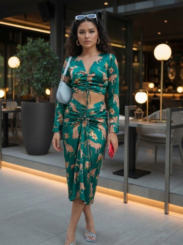 Leopard Satin Asian Co-ord