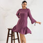 Berry Bloom Ruffle Hem Dress