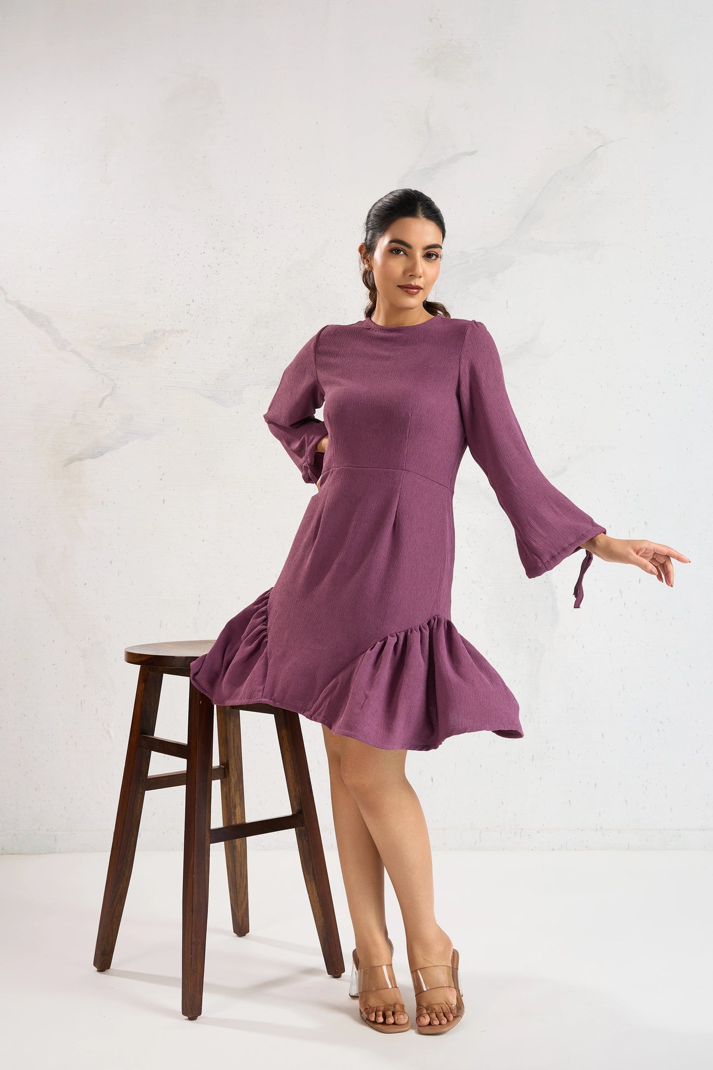 Berry Bloom Ruffle Hem Dress