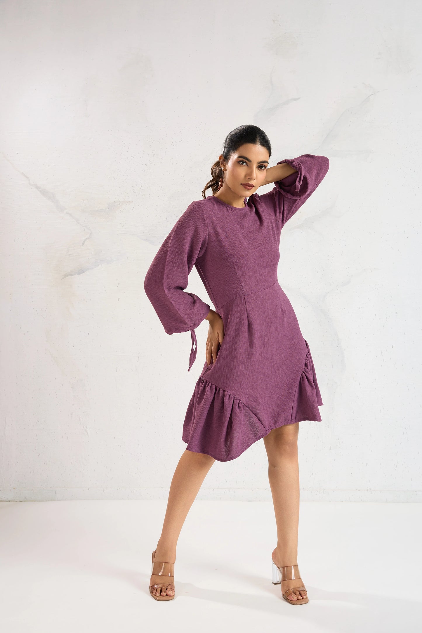 Berry Bloom Ruffle Hem Dress