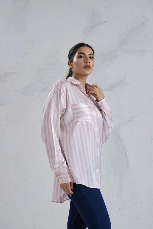 Blush Poise Satin Shirt