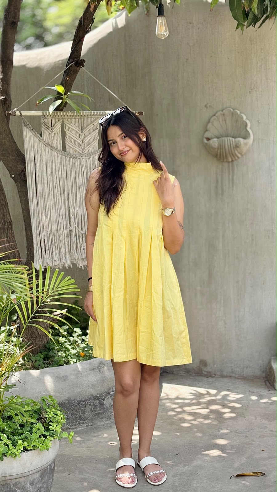 Buttercup Pleated Cotton Dress