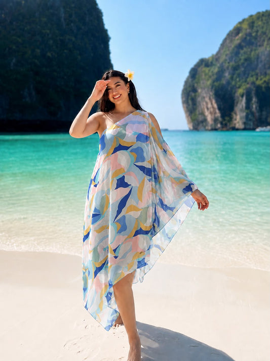 Triton’s Conch One-Shoulder Blue Dress