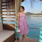 The Lavender Burnout Pleated Party Dress