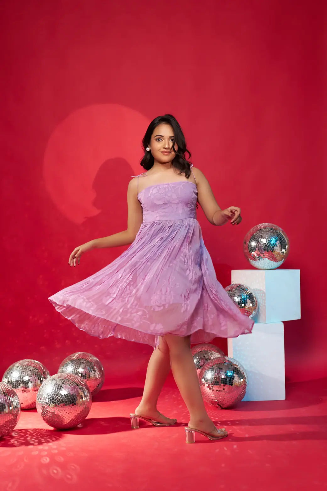 The Lavender Burnout Pleated Party Dress